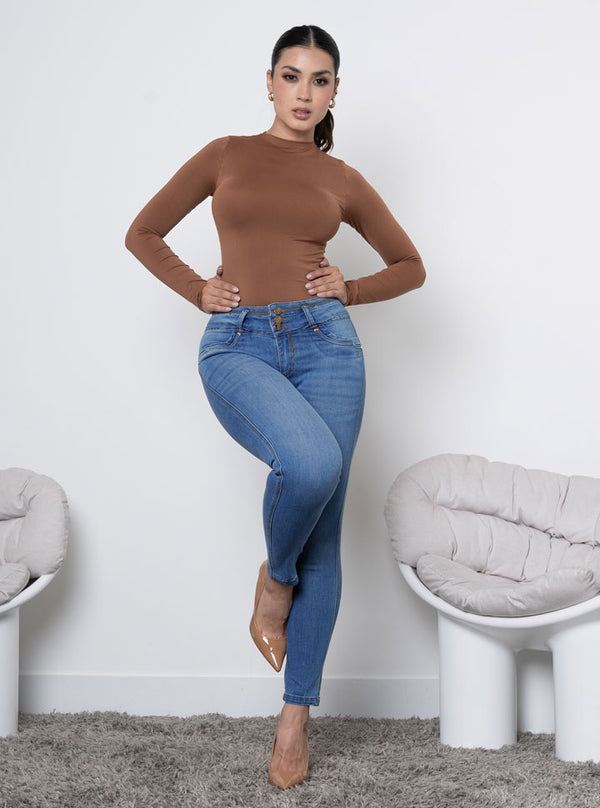 Jean skinny sin bolsillos push up