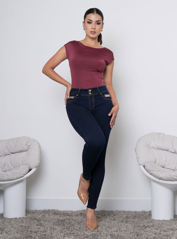 Jean skinny detalle dorado